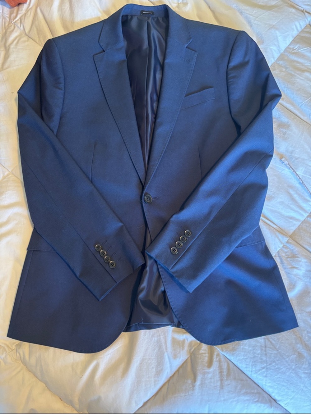 jf j.apferrar Men's Navy Blue Single-Breasted Suit Jacket
